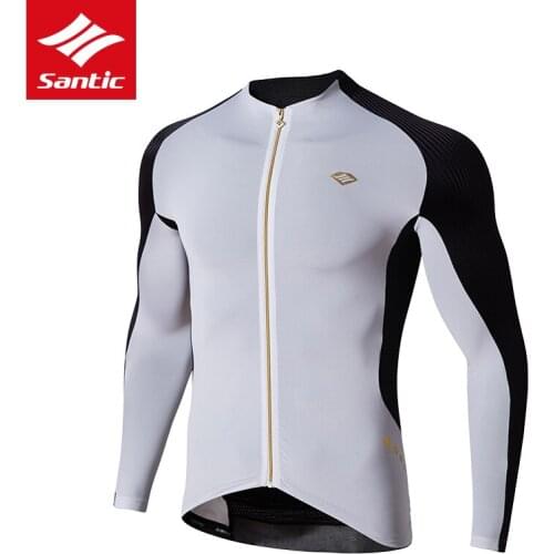 Santic Cycling Jersey Long Sleeve Spring Autumn Men Bicycle Jersey Dry Breathable Resist UV Cycling Clothings Maillot Ciclismo