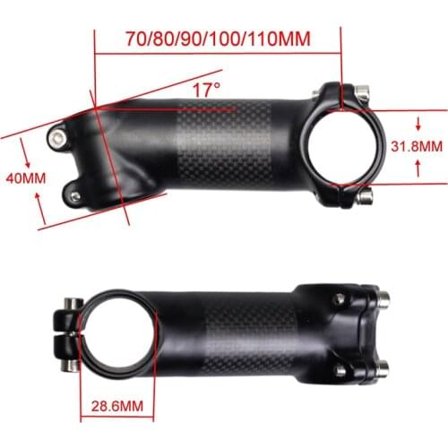 Bicycle integrated stem carbon + alloy 17 degree MTB road bike stem 70/80/90/100/110mm Riding power part