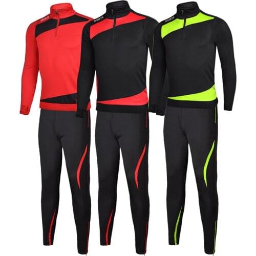 Adult and Kids winter long sleeved Sport Running Football jerseys training suit Soccer Training jersey Suit Kids Pants