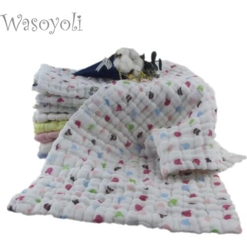 Wasoyoli 5 Peices / Lot 20*40cm 6 Layers Soft Handkerchief 100% Muslin Cotton Seersckuer For Baby Feeding Face Washing Bathing