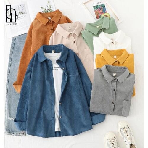 2021 Autumn Women Long Sleeve Blouse Turn Down Collar Women Blouses Pocket Tops For Women White Shirt