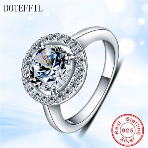 Genuine 925 Sterling Silver Ring Classic Wedding Ring Jewelry Cubic Zircon Rings For Women Bridesmaid Gifts