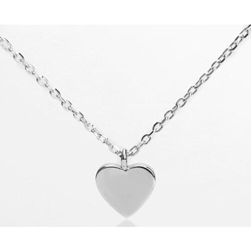 Pure 925 Sterling Silver Simple Style Love Heart Necklace Pendants Women Girls Jewelry for Gift