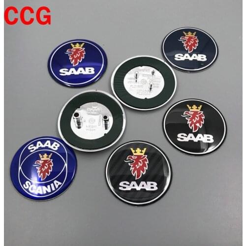 1/4pcs 56mm 60mm 62mm 65mm 68mm SAAB logo car front hood bonnet emblem rear Truck badge refit Creative sticker car styling