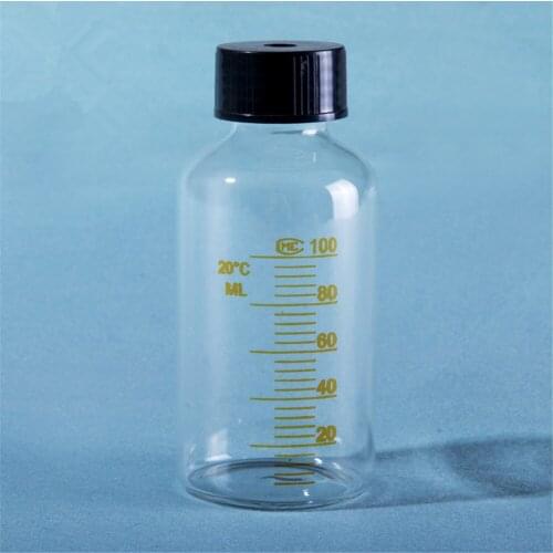 100ml Transparency Glass Bottle with scale black screw cap