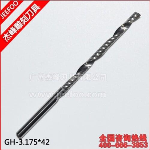 3.175*42mm One Flute Spiral Carbide Router Bits Acrylic Cutter Tool Mill, CNC End Mill for Wood Acryl Cutting