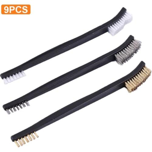 9Pcs Gun Cleaning Brush Kit Double-ended Brass Nylon Gun Cleaner Set Tactical Rifle Pistol Cleaning Tool for Hunting Accessory