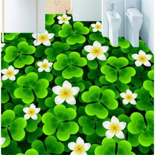 Beibehang 3D personalized custom floor bathroom waterproof thick wear resistant clover egg flower floor painting decoration
