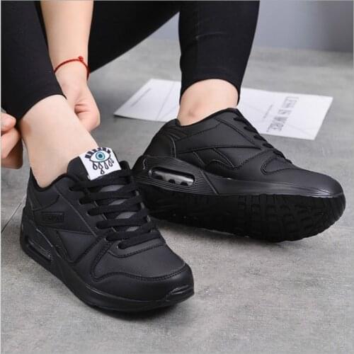 Fashion Winter Women Casual Shoes Korean White Platform Sneakers Leather Black Shoes Air Cushion Pink Flats Outdoor Walking Shoe