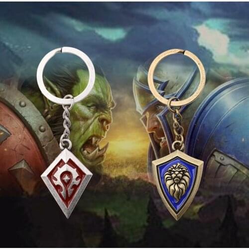 Hot Sale Game WOW Alliance And Horde Limited Alloy Car Key Chain Blizzard Logo Metal Keyring For Man
