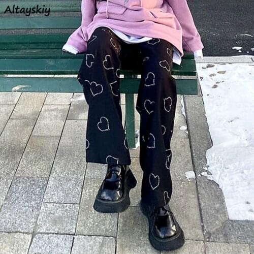 Pants Women Straight Pattern Harajuku Ins Loose All-match Student Autumn Fashion Ulzzang Streetwear Stylish Design Ladies Soft