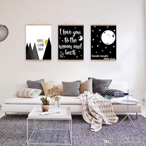 Black White Cartoon Wall Art Canvas Motivational Posters Prints Nursery Painting Decorative Picture for Kids Room Decoration