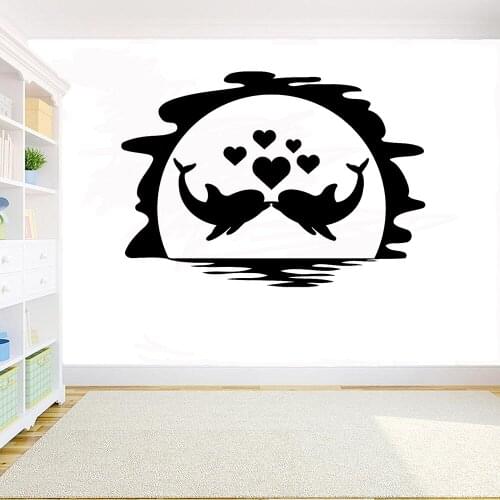 Dolphins Wall Decal Ocean Sea Animal Vinyl Sticker Bedroom Bathroom Wall Decor Mural Kids Room Decoration DIY Decals Y181
