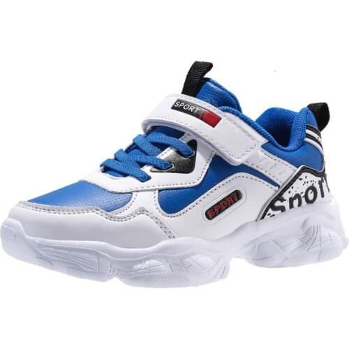 Kids Running Shoes Boys Sneakers Girls Outdoor Casual Trainers Shoes Breathable Child Blue Walking Shoe Men PU Leather Footwear