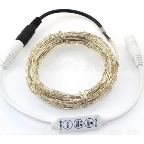 50 led/5m 12V RGB led string light christmas tree home copper wire fairy light decoration Warm white DC connector + controller