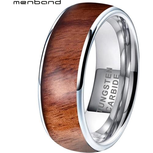 Classic Wedding Band Men Women Tungsten Ring With Vietnam Acid Wood Inlay Dome Band Polished Shiny 6MM 8MM Comfort Fit