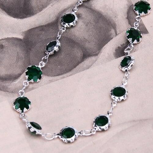 Fashion Jewelry Green Zircon Choker Necklace for Women Geometric Collier Femme Jewelry Gold Color Link Chain Trendy Alloy