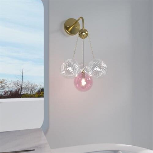 Magic bean bubble glass ball wall lamps bedroom girl living room bedside lamp luxury hotel aisle wall sconces lights fixtures