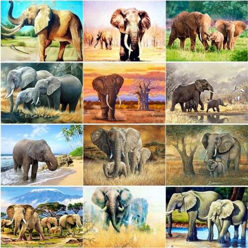 New DIY 5D Diamond Painting Elephant Diamond Embroidery Animal Cross Stitch Full Square Round Drill Mosaic Art Home Decor Gift