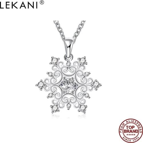 LEKANI Snowflake Hollow Pendant Necklace For Women Clear Cubic Zirconia Necklaces Girl Anniversary New Arrival Fashion Jewelry