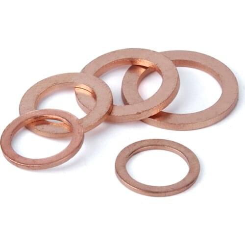 M10.5 M11 M11.5 M12 M13 M14 M16 M17 M18 M20 Brass Copper Sealing Boat Crush Washer Flat Gasket Ring Sump Plug Oil Seal 1mm