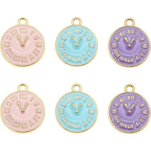 Julie Wang 30pcs Alloy Enamel Clock Face Charms Roman Numerals Pendant For Women Bracelet Earrings Jewelry Making Accessory
