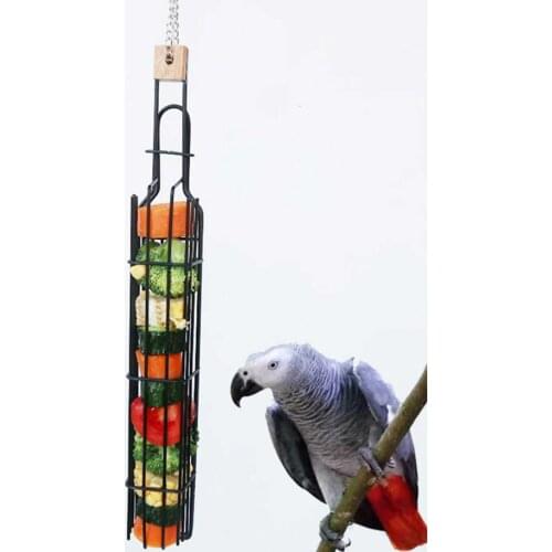 Portable Hanging Feeder Metal Parrot Bird Food Basket Foraging Toy For Birds Parrot Pet Food Fruit Holder Pet Feeding Supplies