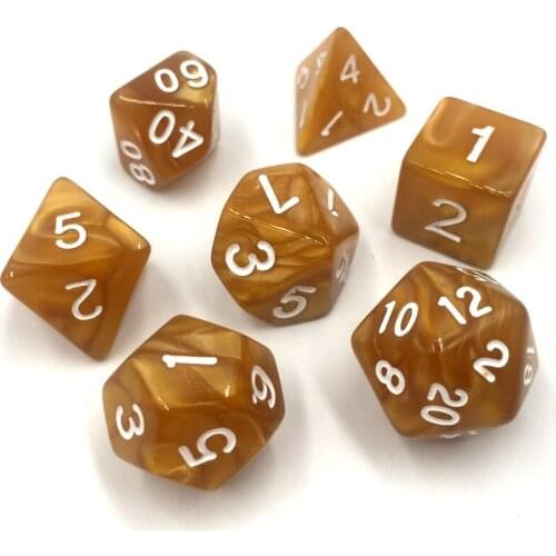 Rollooo Dice Pearl RPG Dice 7 Pieces D4 D6 D8 D10 D% D12 D20