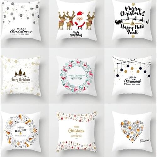 Christmas Decorative Pillowcases Polyester Merry Christmas Santa Claus Throw Pillow Case Cover Elk Pillowcase Pillow Case