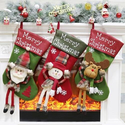 Christmas Stockings Character 3D Plush Cuff for Party Decorations Supplies