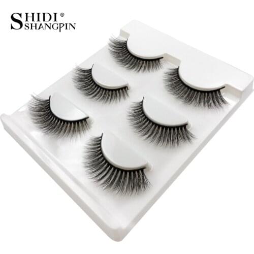 SHIDISHANGPIN 3 Pairs Mink Eyelashes Natural Long 3d Mink Lashes Hand Made False Eyelashes 1 Box Makeup Eyelash Extension