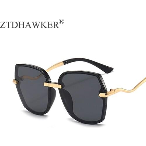 Fashion New Large Frame Metal Versatile Simple Womens Sunglasses Street Shot Personality Trend Sexy Temperament Glasses UV400