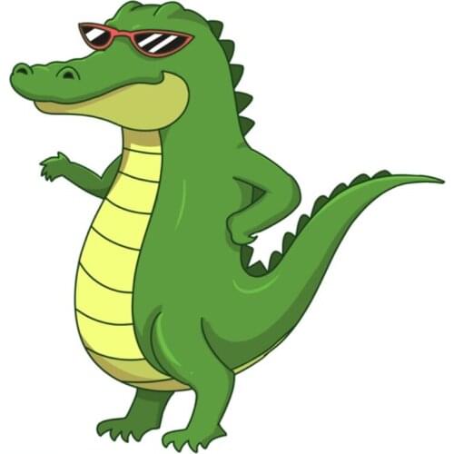 LLY-0669 Stylish Cartoon Car Sticker Crocodile with Sunglasses Modeling Decal PVC New Design Fashion Style Waterproof Decals