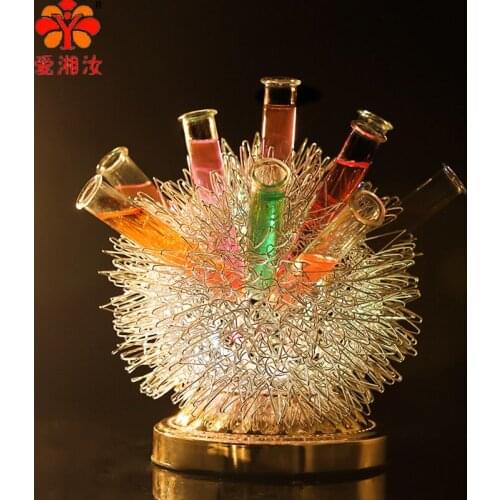 Luminous test tube rack bar night KTV hedgehog ball hollow honeycomb wine rack cocktail rack luminous dandelion rack