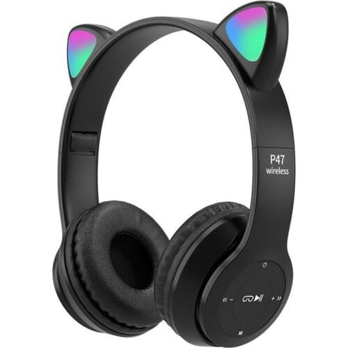 P47 Cat Ears Luminous Head-mounted Headphone Bilateral Stereo Low-power Headset No Delay 400mah Headset