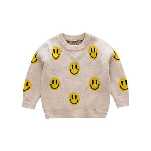 Fashion Childrens Sweaters 2019 Autumn Winter Toddler Christmas Clothes Boys and Girl Smile Face Sweaters Kids Cardigan Coats