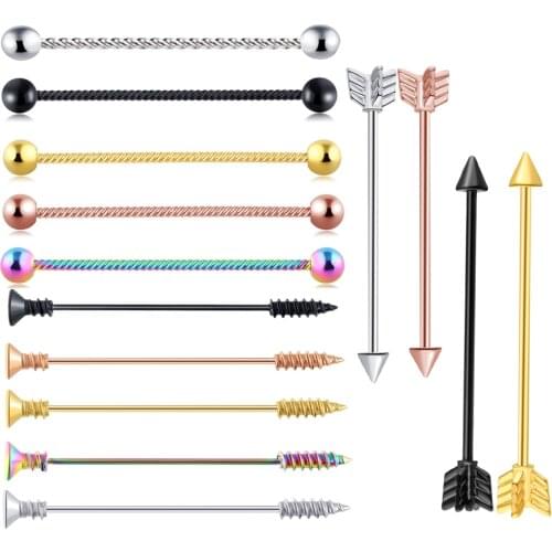 TIANCIFBYJS 14G 16G Stainless Industrial Barbell for Women Men Helix Cartilage Earring Body Piercing Jewelry 1 1/2 Inch 1pcs