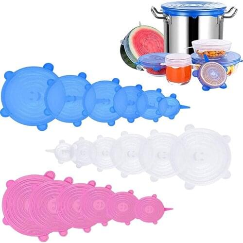 18PCS Universal Food Silicone Cover Reusable Silicone Cap Stretch Lids For Food Cookware Bowl Kitchen Accessories