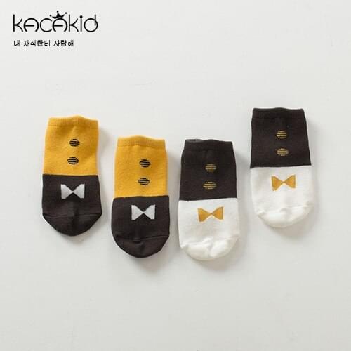 Kacakid 2019 Spring Cotton Socks Children Kids Boys Girls Baby Breathable Short Ankle Sock Calcetines Meias Bowtie Funny Socks
