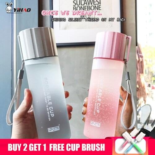 YiHAO 550ML Plastic Portable Simple Sports Water Bottle Healthy Prevent Leakage With Hand Strap Convenient Water Bottles