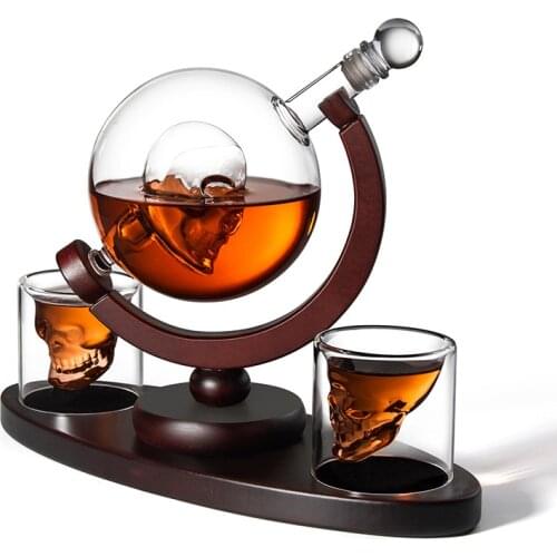Z-NING Creative Glass Skull Bottle Set Whiskey Glass Home Bar Decoration Red Wine Decanter Vodka Glass Wine Set Liquor Bottle