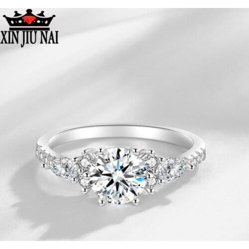 925 sterling Silver Finger Womens Simple Six-Claw Crown Female Wedding Anniversary Free Girlfriend moissanite diamond 18K ring