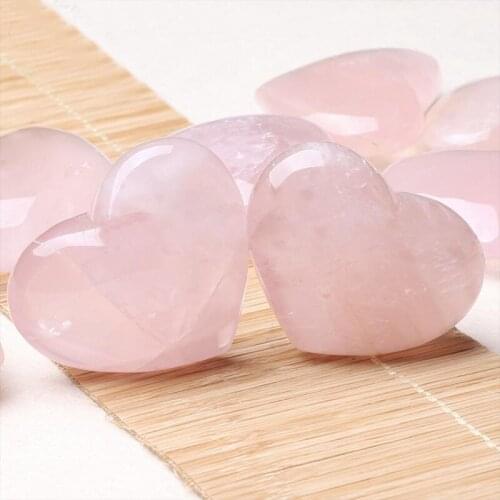 1pcs Natural Pink Rose Quartz Crystal Carved Heart Shaped Healing Love Gemstone