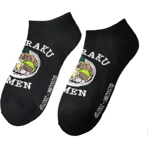 10 Pairs Fashion personality summer men women cotton couple boat socks Cartoon Foodie noodles Pattern slippers Low Ankle Socks