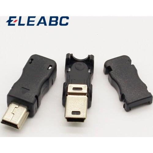 10pcs Mini USB 5 Pin T Port Male Plug Socket Connector&Plastic Cover for DIY Dropshipping Top Sale