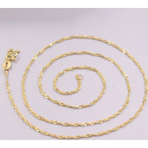 Pure 24K Yellow Gold Necklace Women Luck Singapore Chain Necklace 2-2.5g 17.3inches 1.2mmW