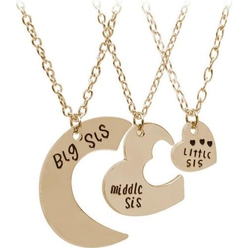 3 Sets Of Large, Medium And Small Sister Necklaces Cute Girls Gold And Two-Color Optional Friendship Jewelry Holiday Gift