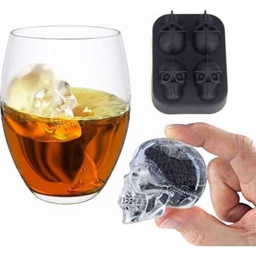 3D Skull Ice Cube Maker Mold Bar Party Tools Slicone Ice Cube Tray Halloween Skull Wine Ice Cube Mold Candy Chocolate Mold