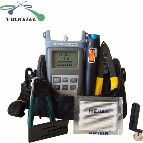 9 In 1 Fiber Optic FTTH Tool Kit with Optical Power Meter and 10mW Visual Fault Locator