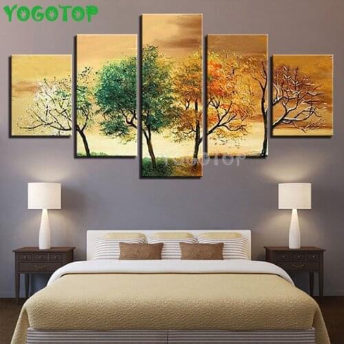 DIY Diamond Painting 5 Panels Four Seasons Tree Landscape Diamond Embroidery Cross Stitch Rhinestone Pictures Mosaic Kit ML1433